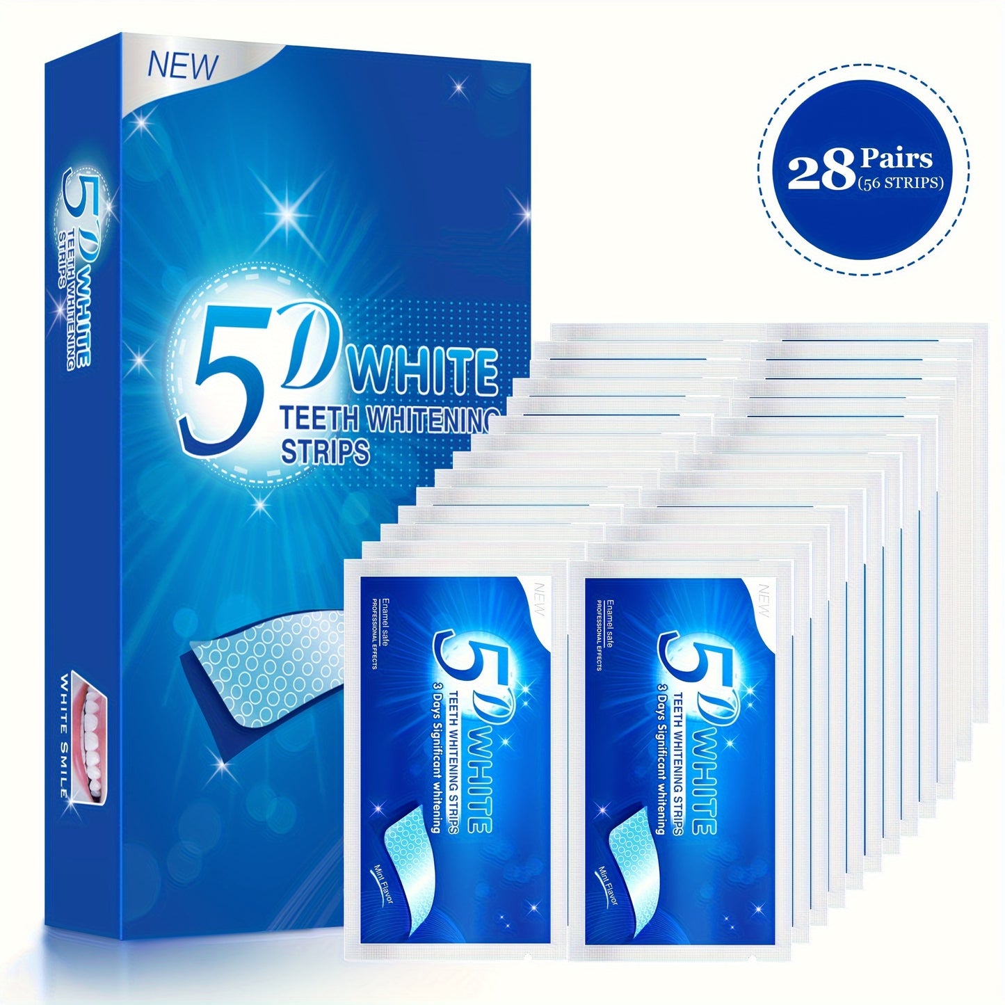 56pcs 5D Teeth Whitening Strips Kit