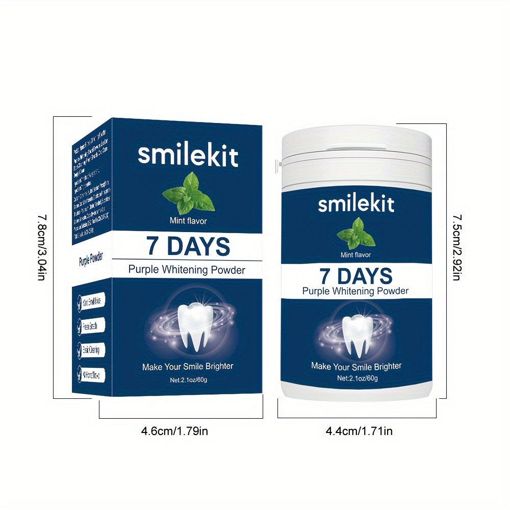 SMILEKIT Teeth Whitening Kit, 2 Piece Set - Mint Flavor Whitening Toothpaste (≤100ml) & Purple Whitening Powder - Deep Clean Formula for Fresh Breath, Home & Travel Friendly Dental Care Duo