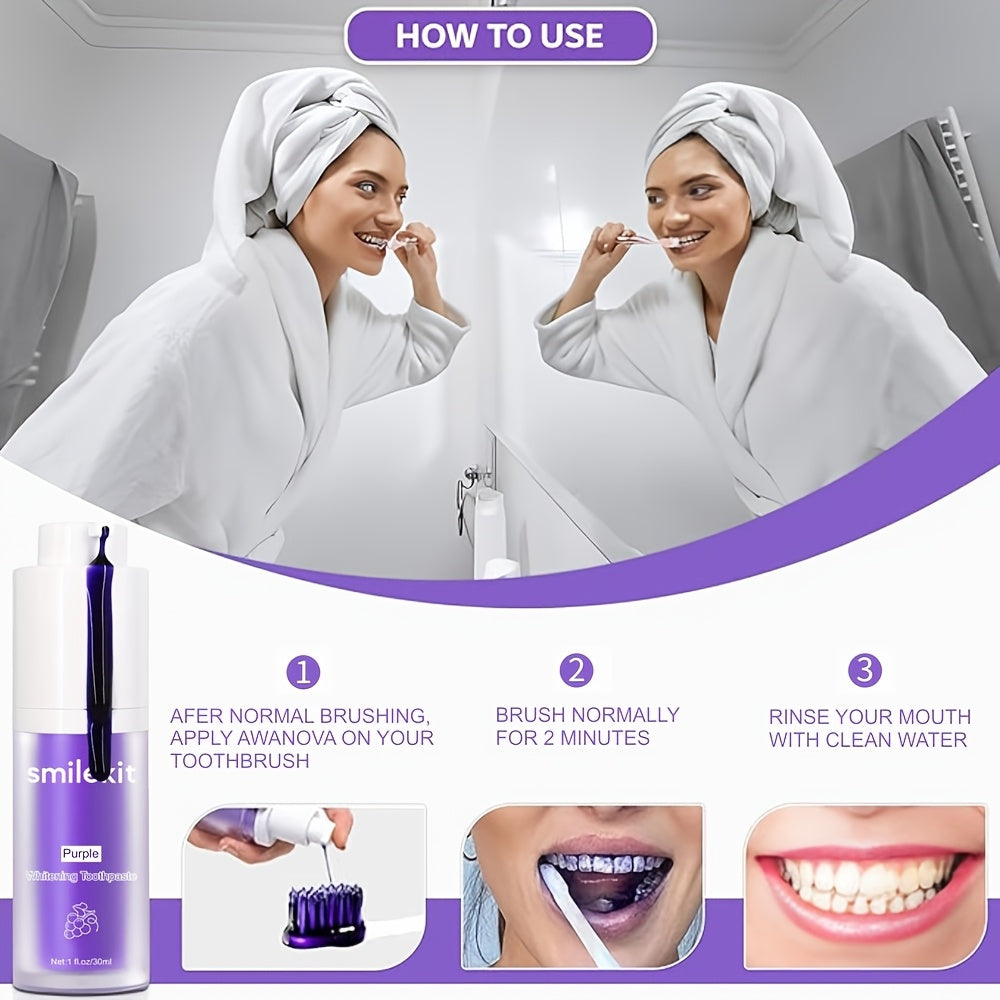 SMILEKIT Teeth Whitening Kit, 2pcs Set with Grape Flavored Whitening Toothpaste and Mint Whitening Paste, Deep Clean Formula for Fresh Breath and Brighter Smile