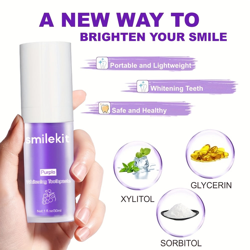 SMILEKIT Teeth Whitening Kit, 2pcs Set with Grape Flavored Whitening Toothpaste and Mint Whitening Paste, Deep Clean Formula for Fresh Breath and Brighter Smile